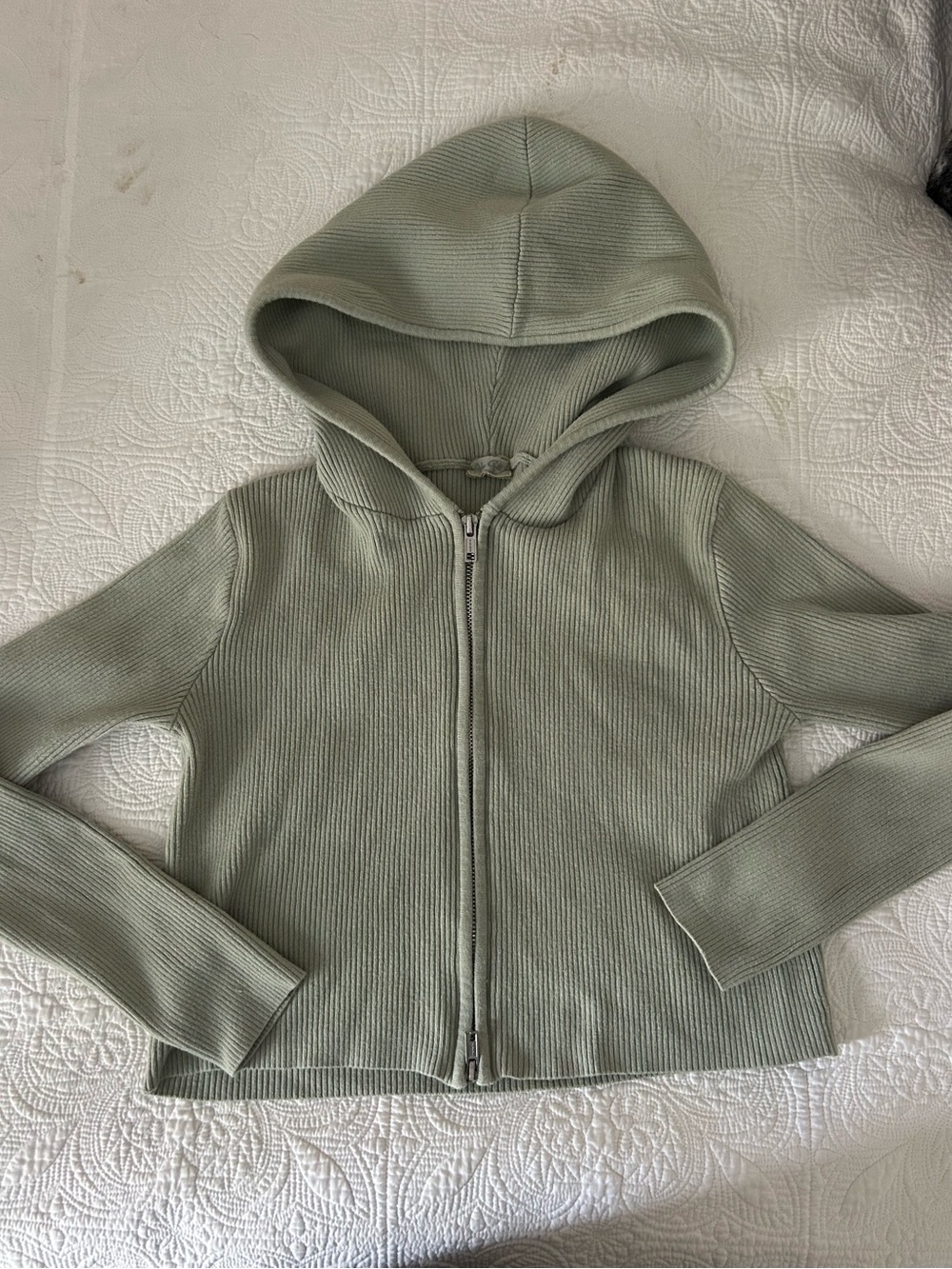 J Galt Ribbed Zip-Up Hoodie - Sage Green